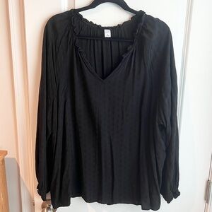 Old Navy Black Relaxed Ruched Long Sleeve Blouse XL